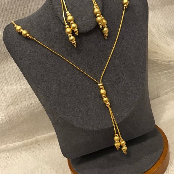 Gold Jewelry Set for Women, Golf Bead Jewelry Set, 24k Gold Plated Jewelry set - Picture 6 of 6